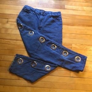 Fashion Nova straight leg jeans with large grommet detail 7
